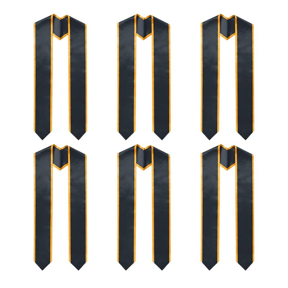 7059 6 Pcs Plain Graduation Stole for Unisex Adult Classic End With Trim